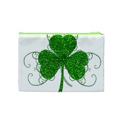 Sparkly Clover Leaves Cosmetic Bag (Medium) from ArtsNow.com Back