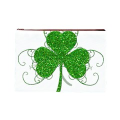 Sparkly Clover Leaves Cosmetic Bag (Large) from ArtsNow.com Front