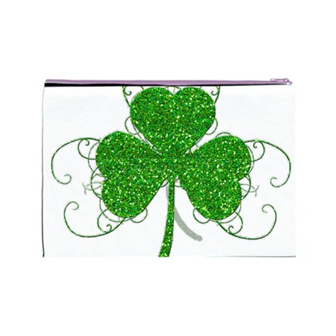 Sparkly Clover Leaves Cosmetic Bag (Large) from ArtsNow.com Back