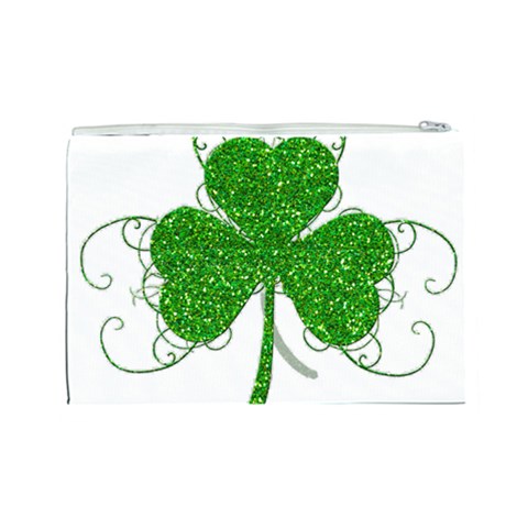 Sparkly Clover Leaves Cosmetic Bag (Large) from ArtsNow.com Back