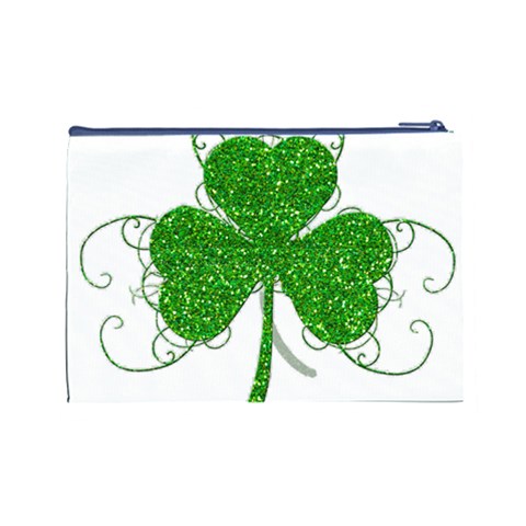 Sparkly Clover Leaves Cosmetic Bag (Large) from ArtsNow.com Back