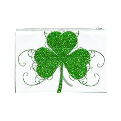 Sparkly Clover Leaves Cosmetic Bag (Large) from ArtsNow.com Back