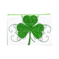 Sparkly Clover Leaves Cosmetic Bag (Large) from ArtsNow.com Back