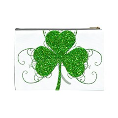 Sparkly Clover Leaves Cosmetic Bag (Large) from ArtsNow.com Back