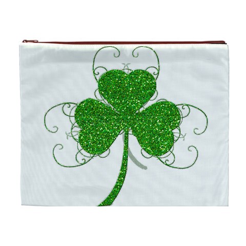 Sparkly Clover Leaves Cosmetic Bag (XL) from ArtsNow.com Front