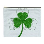 Sparkly Clover Leaves Cosmetic Bag (XL)