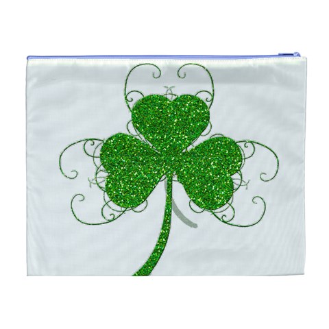 Sparkly Clover Leaves Cosmetic Bag (XL) from ArtsNow.com Back