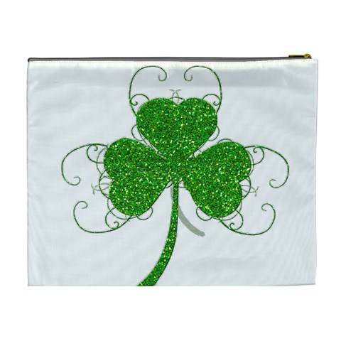 Sparkly Clover Leaves Cosmetic Bag (XL) from ArtsNow.com Back