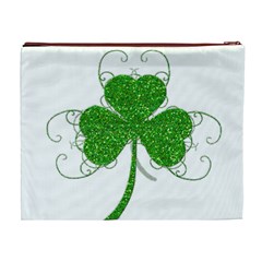 Sparkly Clover Leaves Cosmetic Bag (XL) from ArtsNow.com Back