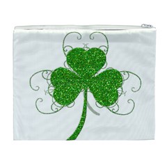 Sparkly Clover Leaves Cosmetic Bag (XL) from ArtsNow.com Back