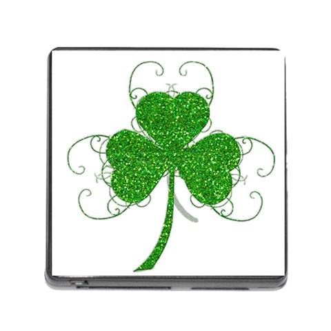 Sparkly Clover Leaves Memory Card Reader with Storage (Square) from ArtsNow.com Front