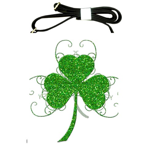 Sparkly Clover Leaves Shoulder Sling Bag from ArtsNow.com Front