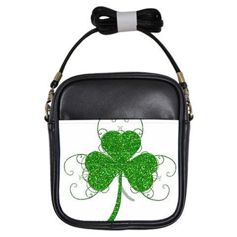 Sparkly Clover Leaves Girls Sling Bag from ArtsNow.com Front