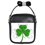 Sparkly Clover Leaves Girls Sling Bag