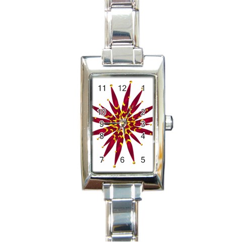 Burgundy Gold Flower Rectangular Italian Charm Watch from ArtsNow.com Front