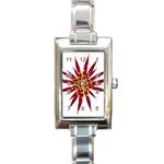 Burgundy Gold Flower Rectangular Italian Charm Watch