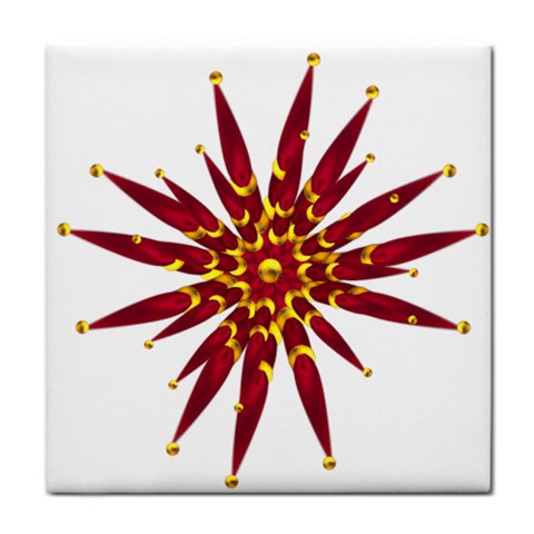 Burgundy Gold Flower Tile Coaster from ArtsNow.com Front