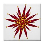 Burgundy Gold Flower Tile Coaster