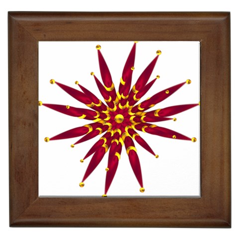 Burgundy Gold Flower Framed Tile from ArtsNow.com Front