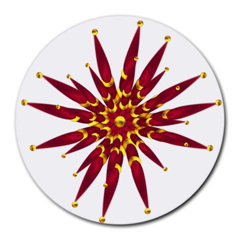 Burgundy Gold Flower Round Mousepad from ArtsNow.com Front