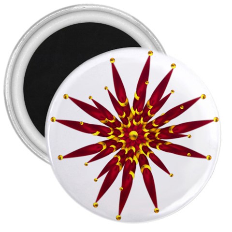 Burgundy Gold Flower 3  Magnet from ArtsNow.com Front