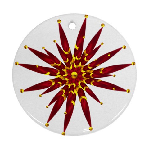 Burgundy Gold Flower Ornament (Round) from ArtsNow.com Front