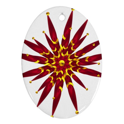 Burgundy Gold Flower Ornament (Oval) from ArtsNow.com Front