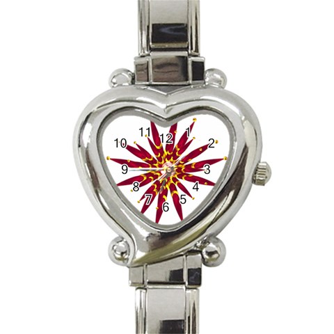 Burgundy Gold Flower Heart Italian Charm Watch from ArtsNow.com Front