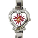 Burgundy Gold Flower Heart Italian Charm Watch