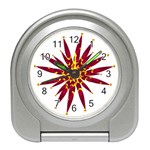 Burgundy Gold Flower Travel Alarm Clock