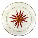 Burgundy Gold Flower Porcelain Plate