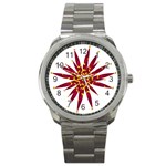 Burgundy Gold Flower Sport Metal Watch