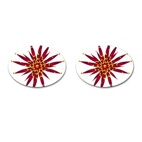 Burgundy Gold Flower Cufflinks (Oval) from ArtsNow.com Front(Pair)