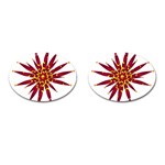 Burgundy Gold Flower Cufflinks (Oval)