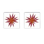 Burgundy Gold Flower Cufflinks (Square)