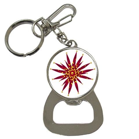 Burgundy Gold Flower Bottle Opener Key Chain from ArtsNow.com Front