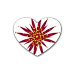 Burgundy Gold Flower Rubber Coaster (Heart)