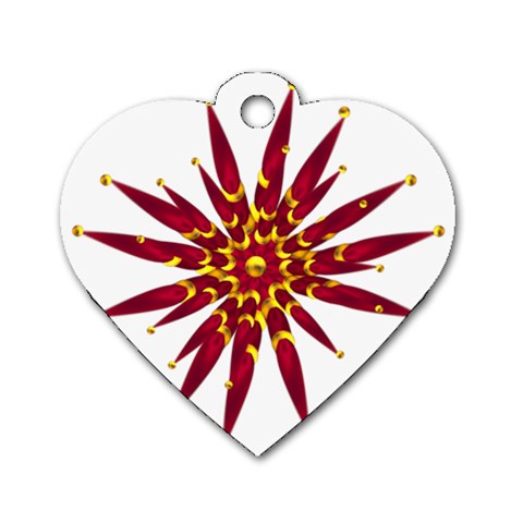 Burgundy Gold Flower Dog Tag Heart (Two Sides) from ArtsNow.com Front