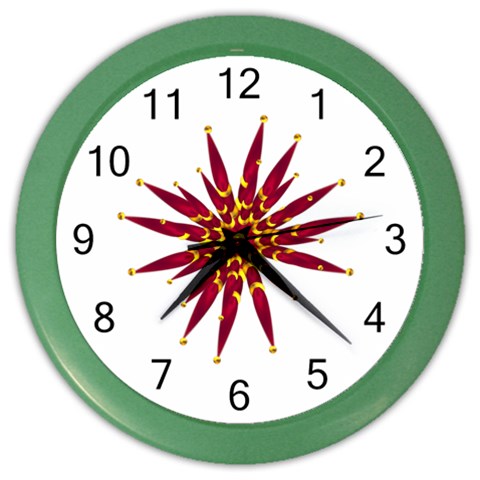 Burgundy Gold Flower Color Wall Clock from ArtsNow.com Front