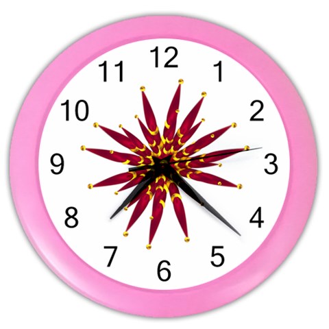 Burgundy Gold Flower Color Wall Clock from ArtsNow.com Front