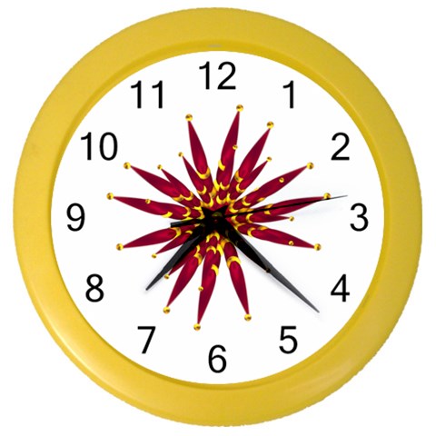 Burgundy Gold Flower Color Wall Clock from ArtsNow.com Front