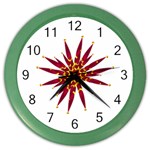 Burgundy Gold Flower Color Wall Clock