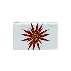 Burgundy Gold Flower Cosmetic Bag (Small) from ArtsNow.com Front