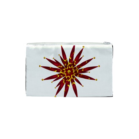 Burgundy Gold Flower Cosmetic Bag (Small) from ArtsNow.com Back