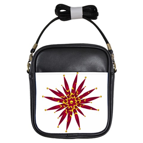 Burgundy Gold Flower Girls Sling Bag from ArtsNow.com Front