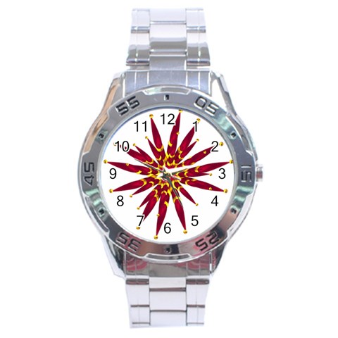 Burgundy Gold Flower Stainless Steel Analogue Men’s Watch from ArtsNow.com Front