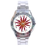 Burgundy Gold Flower Stainless Steel Analogue Men’s Watch