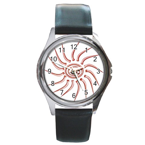 Pink Sunshine Round Metal Watch from ArtsNow.com Front