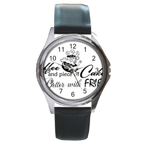 Coffee and Cake Round Metal Watch from ArtsNow.com Front