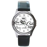 Coffee and Cake Round Metal Watch